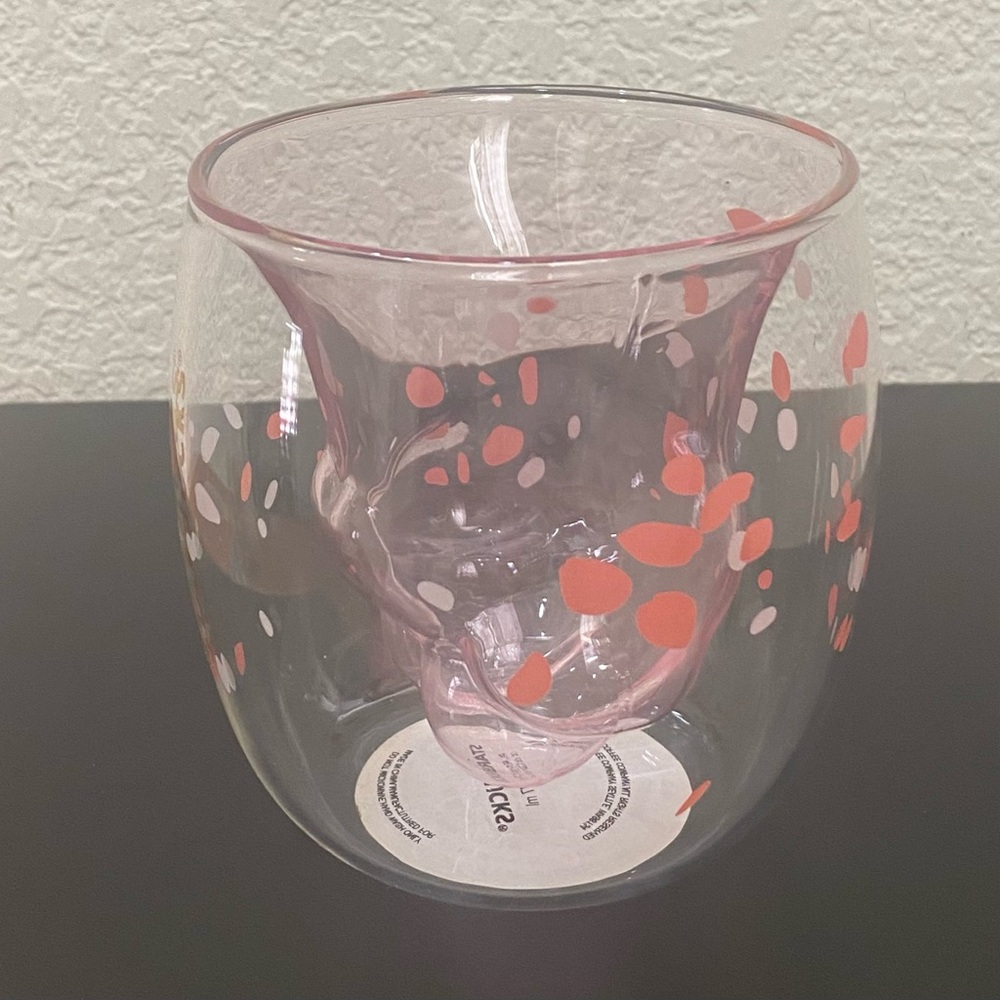 Rare STARBUCKS Glass Paw Pink Cherry Blossom Cup - Picture 6 of 16